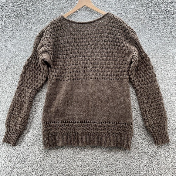 Free People Sweater Brown Oversized Fuzzy V Neck Pullover - Picture 8 of 9